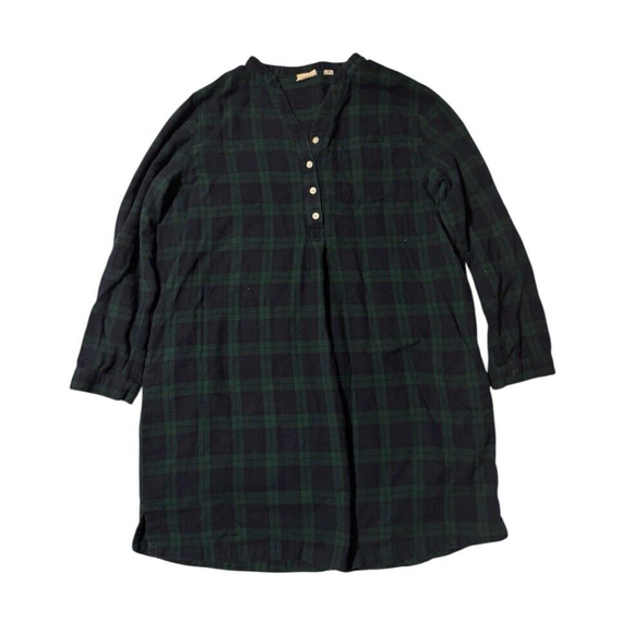 Vintage 90s L.L. Bean Womens Flannel Pajamas Nightgown Granny Blue Green XL - Picture 1 of 5